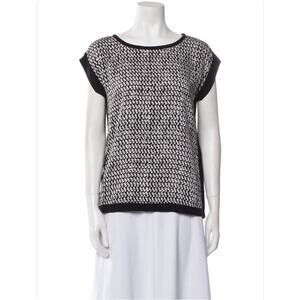 Diane von Furstenberg DVF $245 Black White Cordelia Tweed Dash Silk Top